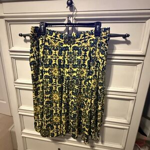 Elegant Yellow and Blue Patterned Skirt